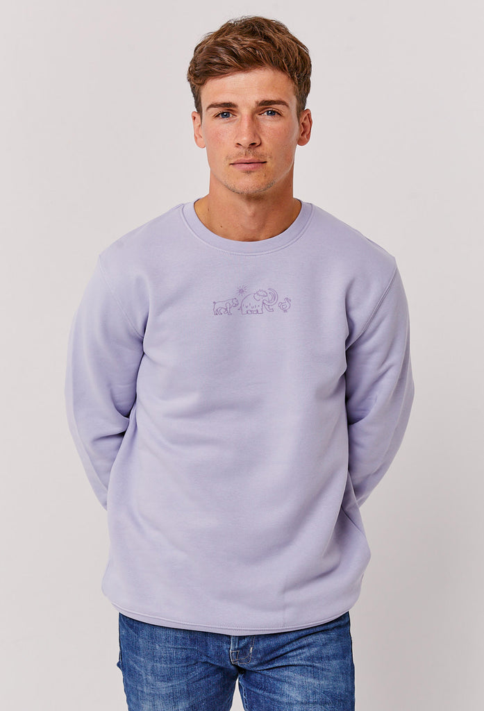 Extinct Drawing Mammoth Dodo Sabre Tooth Tiger Embroidered Organic Sustainable Sweatshirt Jumper Big Wild Thought
