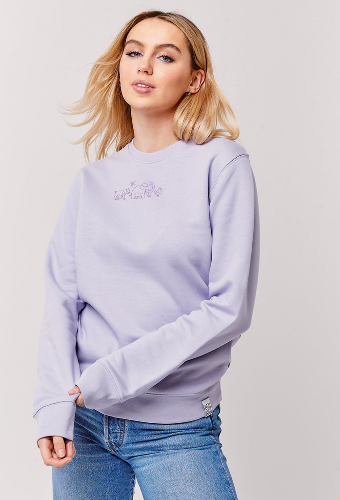 Extinct Drawing Mammoth Dodo Sabre Tooth Tiger Embroidered Organic Sustainable Sweatshirt Jumper Big Wild Thought