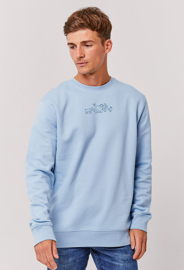 Extinct Drawing Mammoth Dodo Sabre Tooth Tiger Embroidered Organic Sustainable Sweatshirt Jumper Big Wild Thought