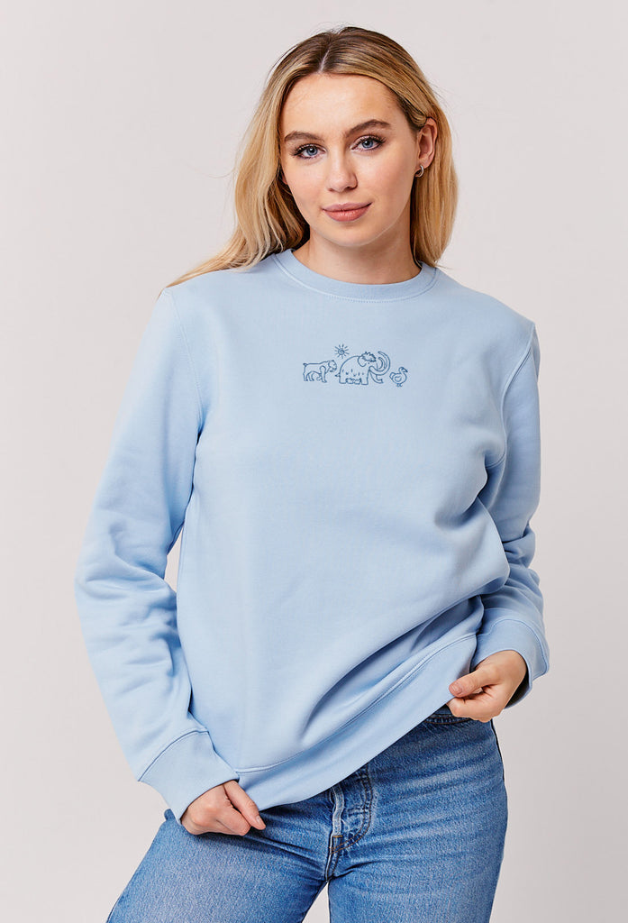 Extinct Drawing Mammoth Dodo Sabre Tooth Tiger Embroidered Organic Sustainable Sweatshirt Jumper Big Wild Thought