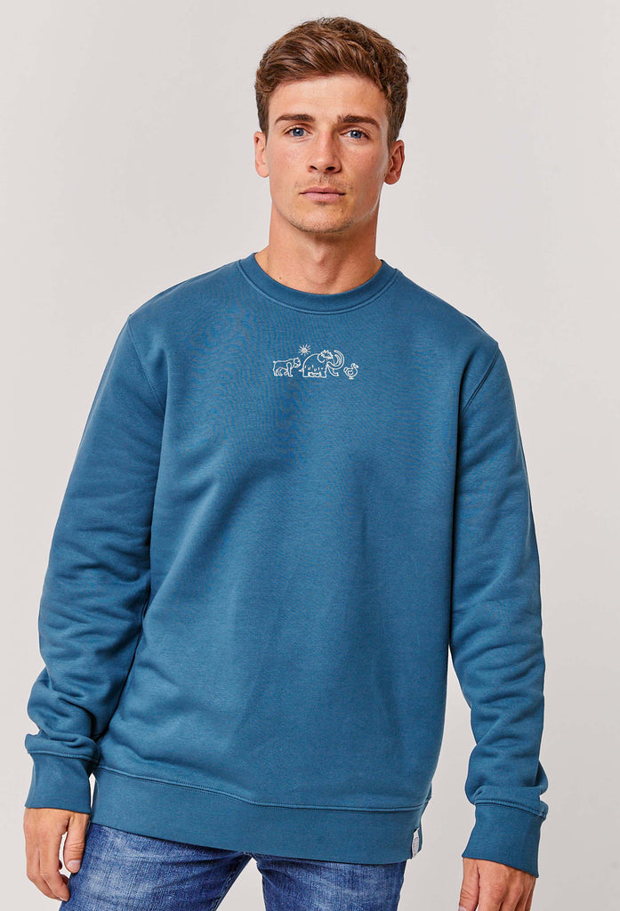 Extinct Drawing Mammoth Dodo Sabre Tooth Tiger Embroidered Organic Sustainable Sweatshirt Jumper Big Wild Thought
