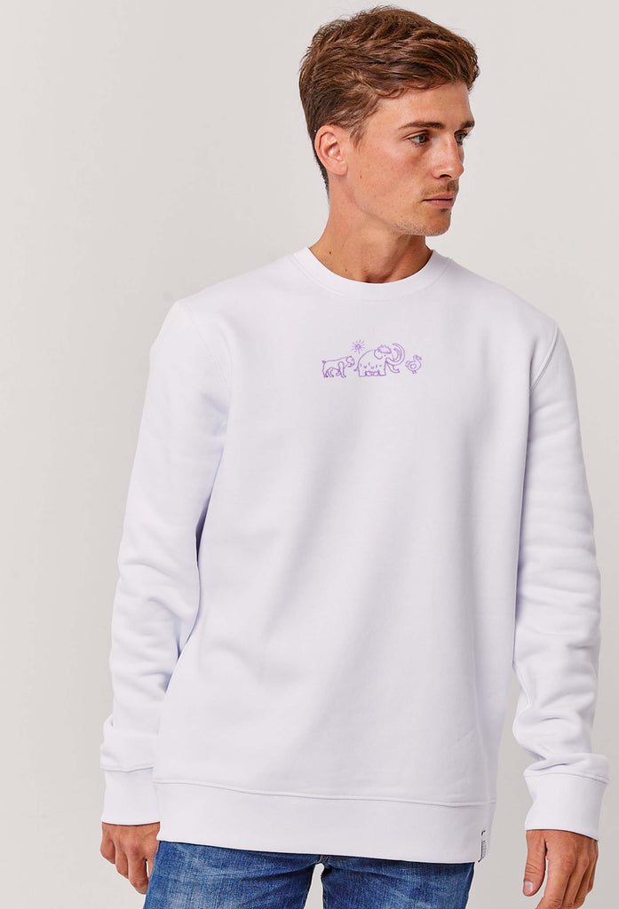 Extinct Drawing Mammoth Dodo Sabre Tooth Tiger Embroidered Organic Sustainable Sweatshirt Jumper Big Wild Thought