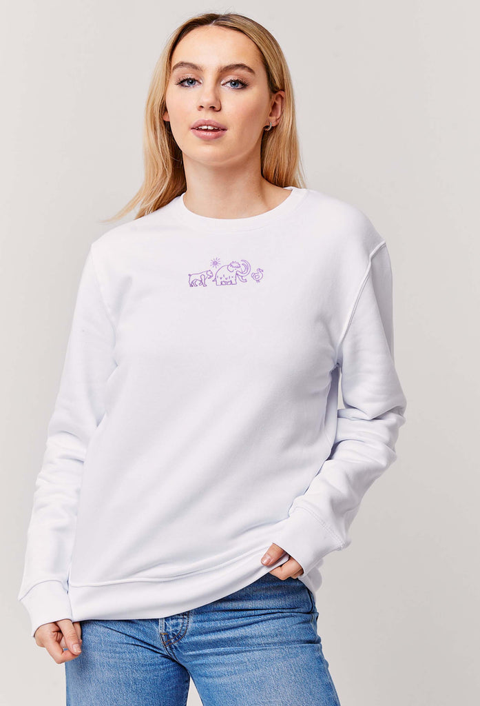 Extinct Drawing Mammoth Dodo Sabre Tooth Tiger Embroidered Organic Sustainable Sweatshirt Jumper Big Wild Thought