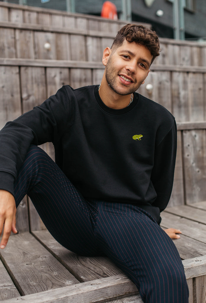 Frog Unisex Embroidered Organic Sustainable Sweatshirt Jumper Big Wild Thought