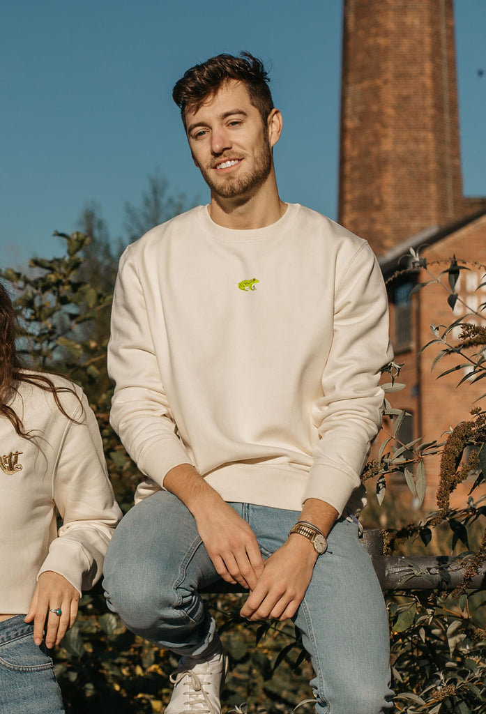 Frog Unisex Embroidered Organic Sustainable Sweatshirt Jumper Big Wild Thought