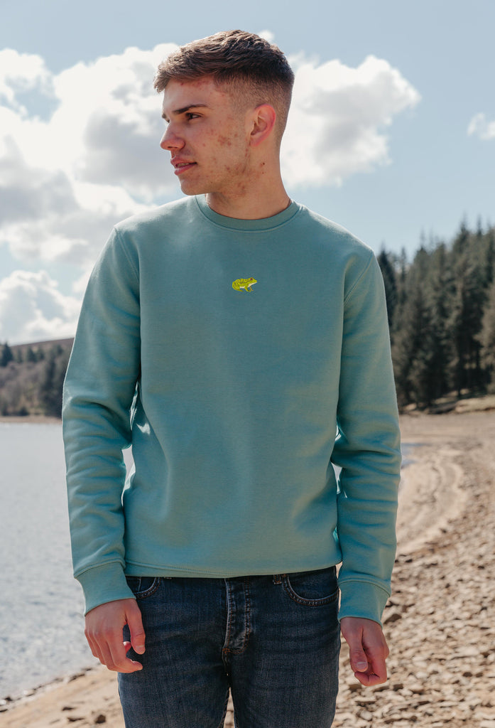 Frog Unisex Embroidered Organic Sustainable Sweatshirt Jumper Big Wild Thought