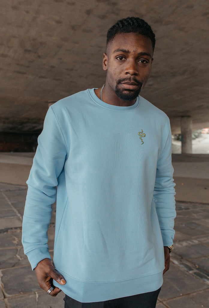 Grass Snake Unisex Embroidered Organic Sustainable Sweatshirt Jumper Big Wild Thought