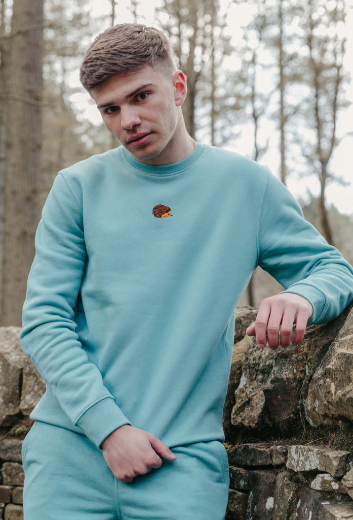 Hedgehog Unisex Embroidered Organic Sustainable Sweatshirt Jumper Big Wild Thought