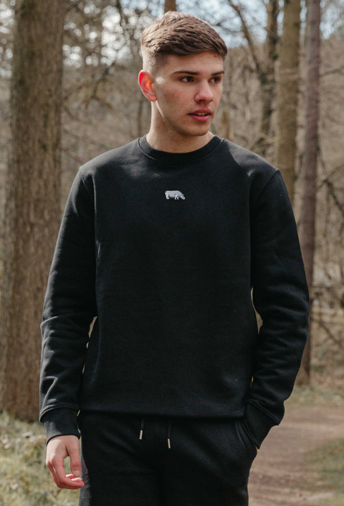 Hippo Unisex Embroidered Organic Sustainable Sweatshirt Jumper Big Wild Thought