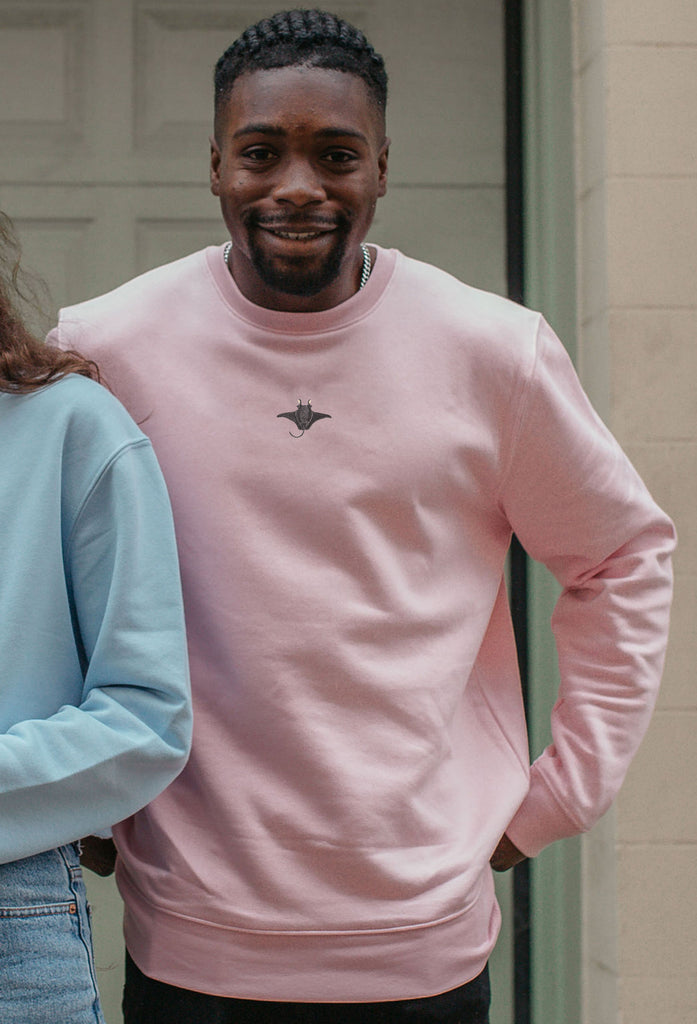 Manta Ray Unisex Embroidered Organic Sustainable Sweatshirt Jumper Big Wild Thought