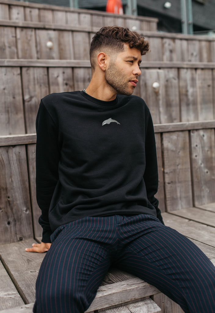 Dolphin Embroidered Organic Sustainable Sweatshirt Jumper Big Wild Thought