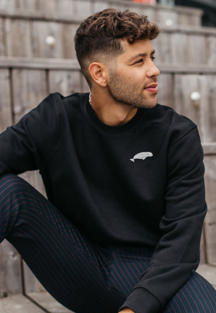 Beluga Whale Embroidered Organic Sustainable Sweatshirt Jumper Big Wild Thought