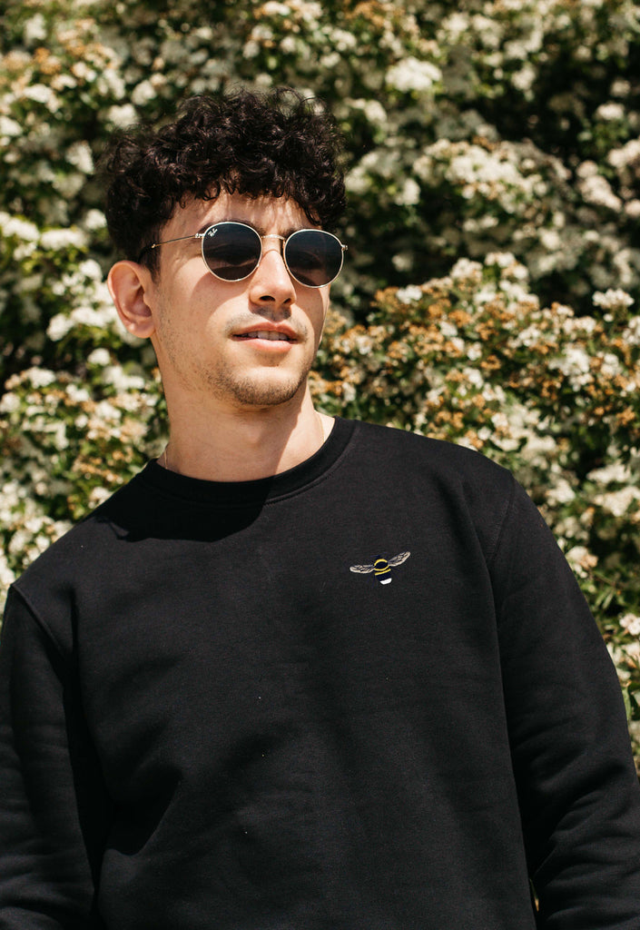 Garden Bumblebee Unisex Embroidered Organic Sustainable Sweatshirt Jumper Big Wild Thought