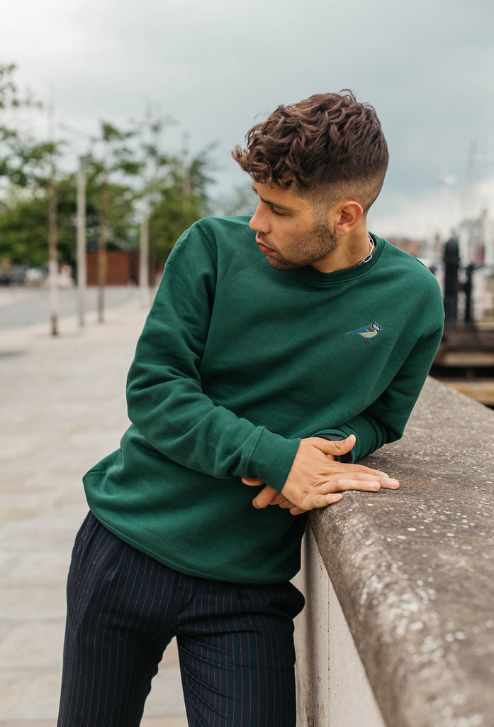 Blue Tit  Embroidered Organic Sustainable Sweatshirt Jumper Big Wild Thought