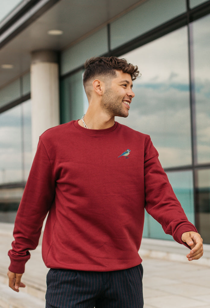 Blue Tit  Embroidered Organic Sustainable Sweatshirt Jumper Big Wild Thought