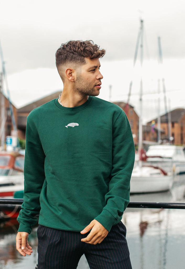 Beluga Whale Embroidered Organic Sustainable Sweatshirt Jumper Big Wild Thought