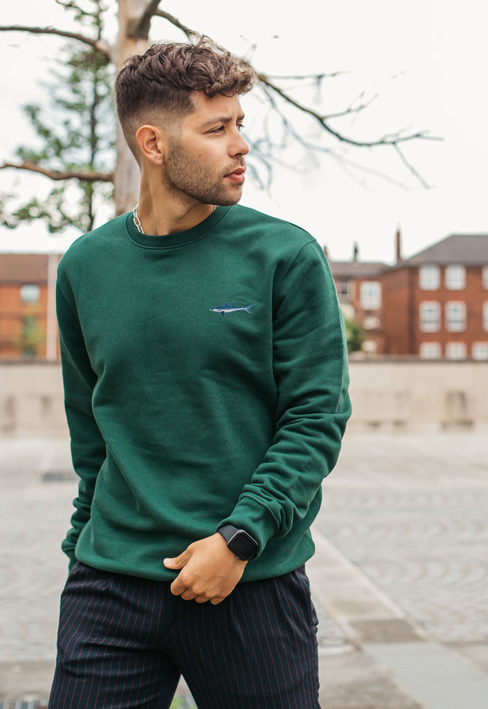 Mako Shark Unisex Embroidered Organic Sustainable Sweatshirt Jumper Big Wild Thought