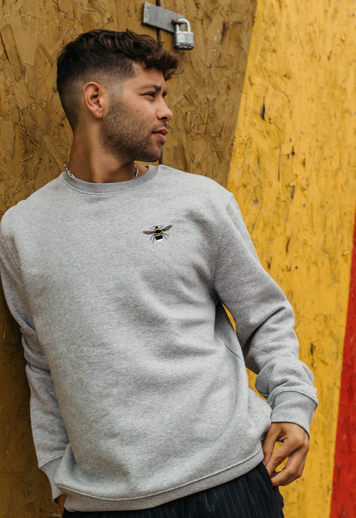 Garden Bumblebee Unisex Embroidered Organic Sustainable Sweatshirt Jumper Big Wild Thought