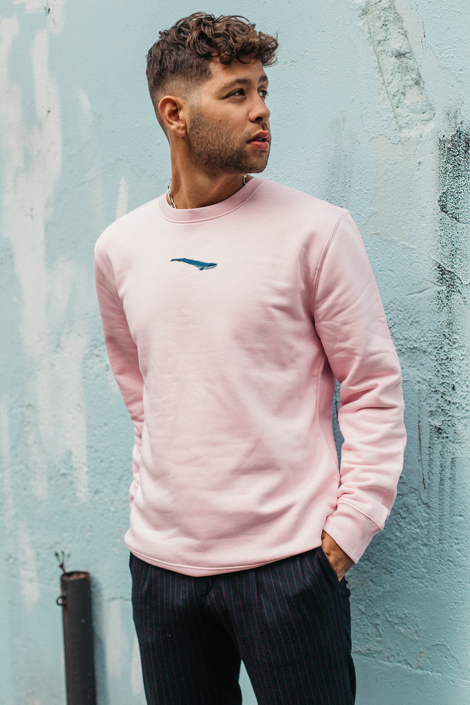 Blue Whale Embroidered Organic Sustainable Sweatshirt Jumper Big Wild Thought