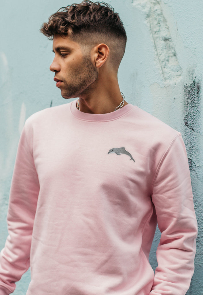 Dolphin Embroidered Organic Sustainable Sweatshirt Jumper Big Wild Thought