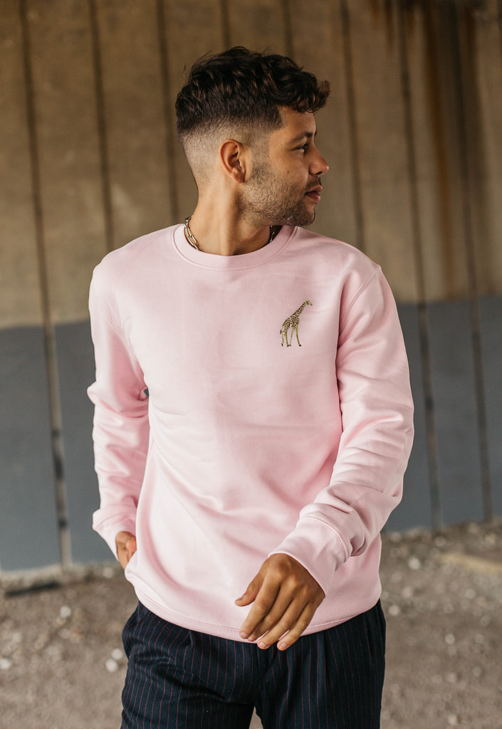 Giraffe Unisex Embroidered Organic Sustainable Sweatshirt Jumper Big Wild Thought