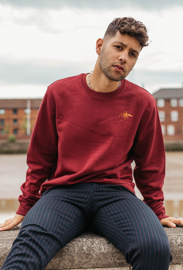 Giant Squid Unisex Embroidered Organic Sustainable Sweatshirt Jumper Big Wild Thought