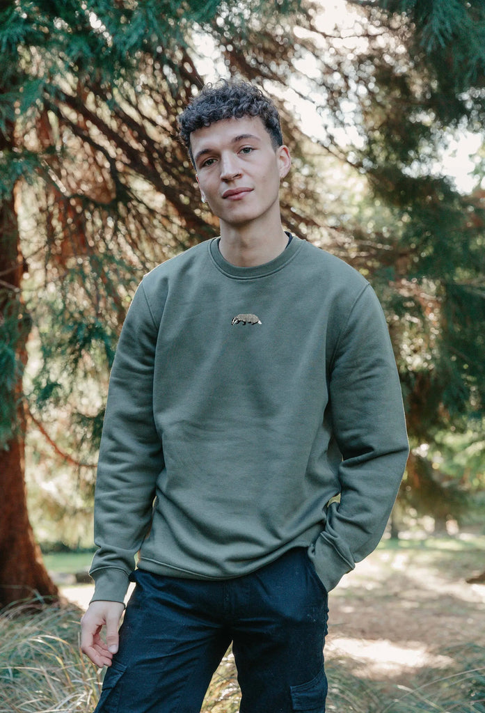 Badger Embroidered Organic Sustainable Sweatshirt Jumper Big Wild Thought
