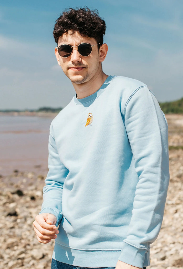 Barn Owl Embroidered Organic Sustainable Sweatshirt Jumper Big Wild Thought
