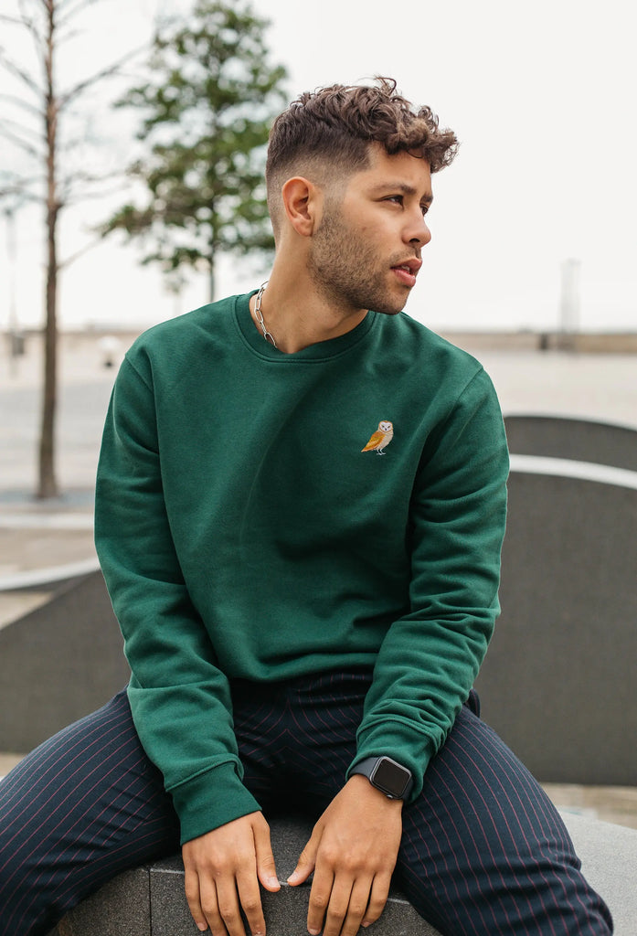 Barn Owl Embroidered Organic Sustainable Sweatshirt Jumper Big Wild Thought