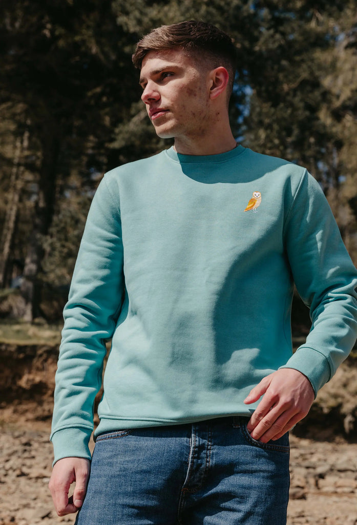 Barn Owl Embroidered Organic Sustainable Sweatshirt Jumper Big Wild Thought