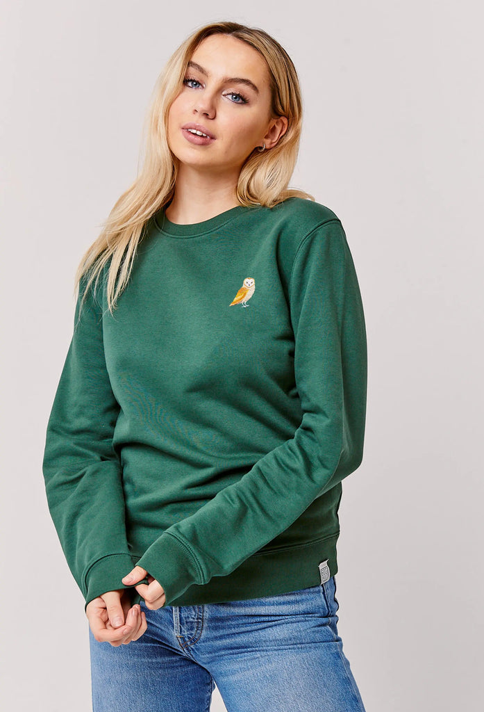 Barn Owl Embroidered Organic Sustainable Sweatshirt Jumper Big Wild Thought