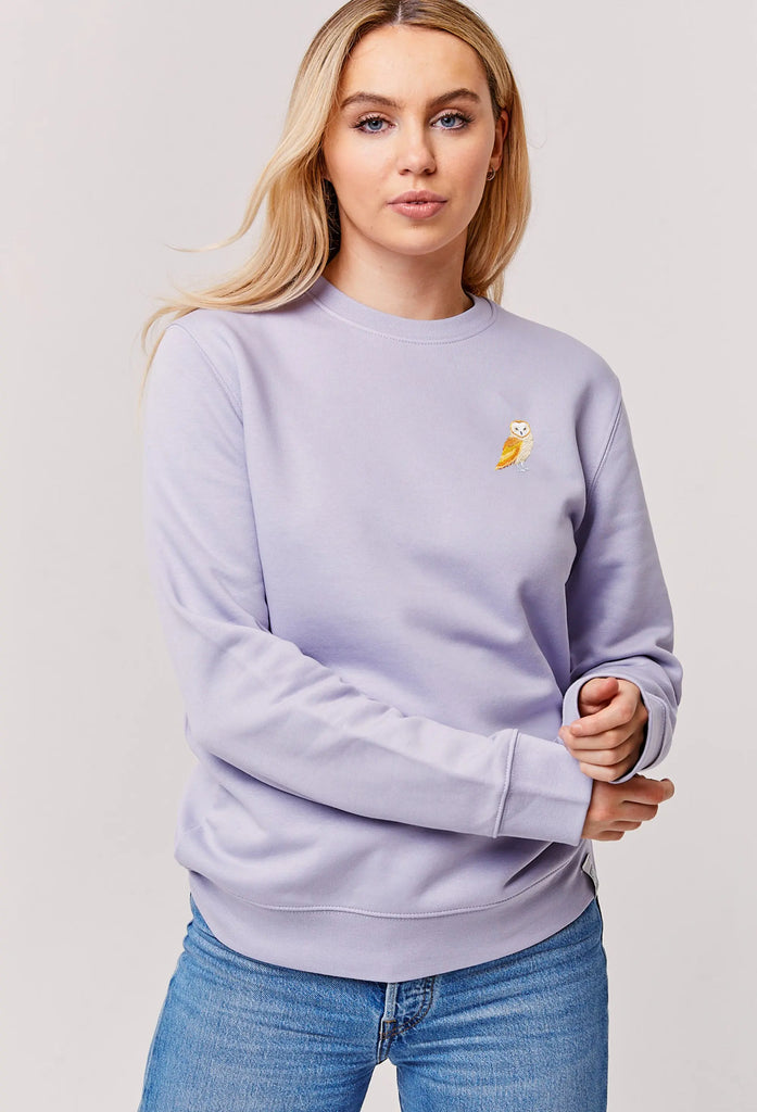 Barn Owl Embroidered Organic Sustainable Sweatshirt Jumper Big Wild Thought