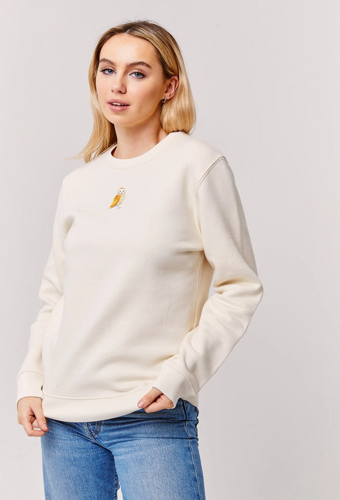 Barn Owl Embroidered Organic Sustainable Sweatshirt Jumper Big Wild Thought
