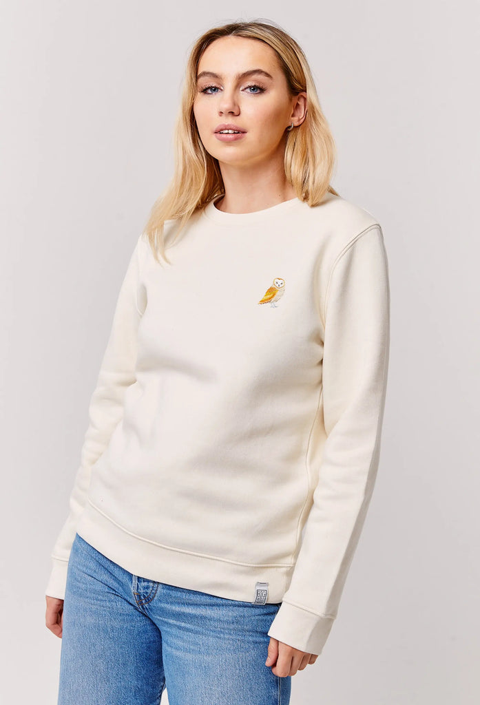 Barn Owl Embroidered Organic Sustainable Sweatshirt Jumper Big Wild Thought