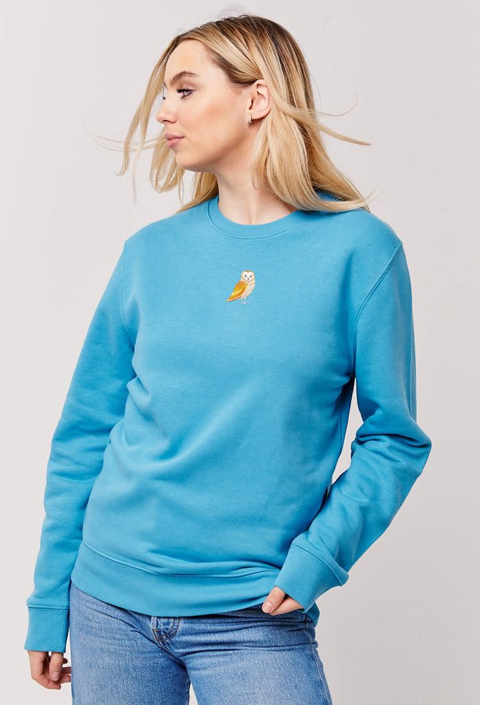 Barn Owl Embroidered Organic Sustainable Sweatshirt Jumper Big Wild Thought