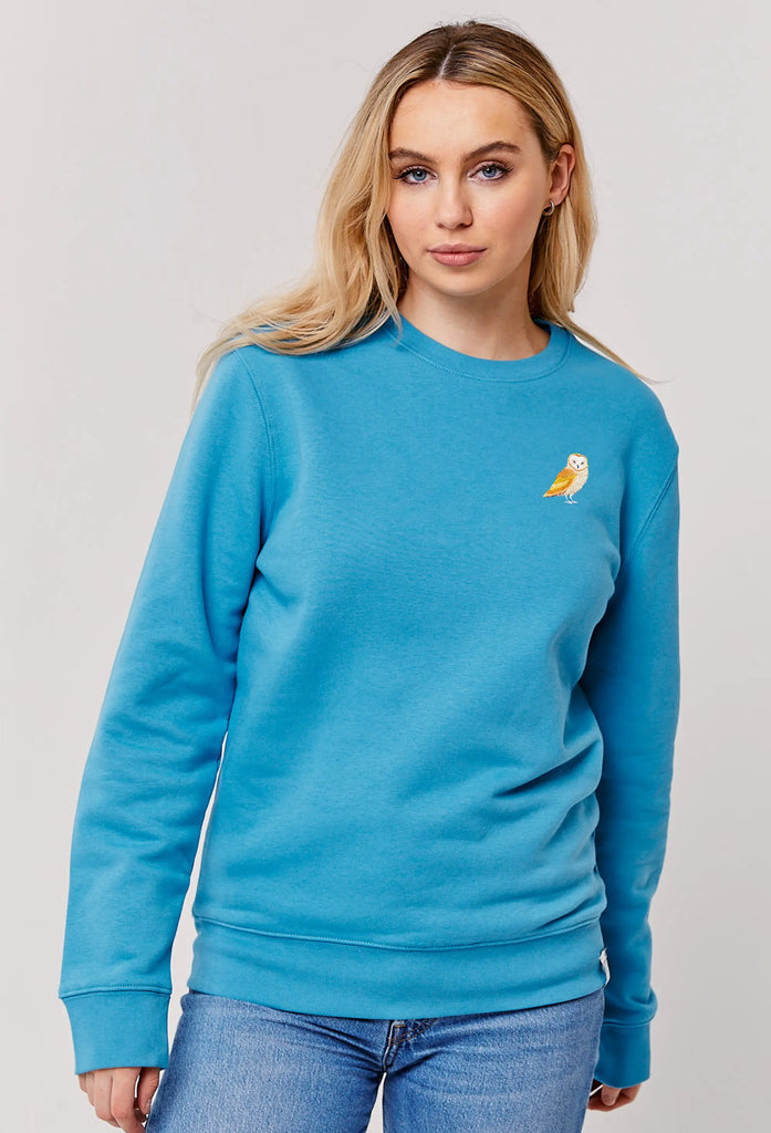 Barn Owl Embroidered Organic Sustainable Sweatshirt Jumper Big Wild Thought