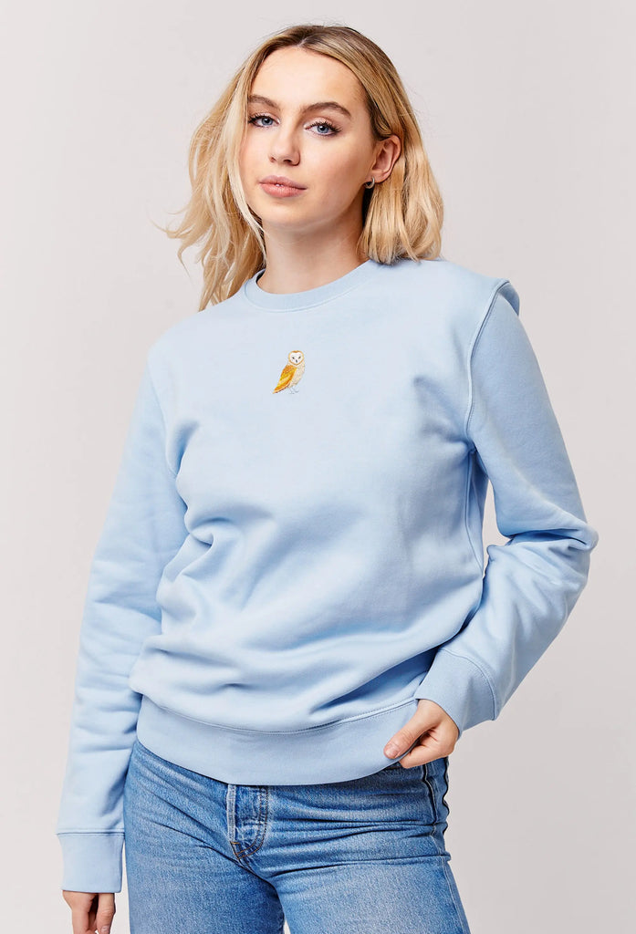 Barn Owl Embroidered Organic Sustainable Sweatshirt Jumper Big Wild Thought