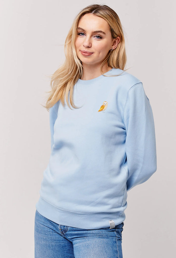 Barn Owl Embroidered Organic Sustainable Sweatshirt Jumper Big Wild Thought