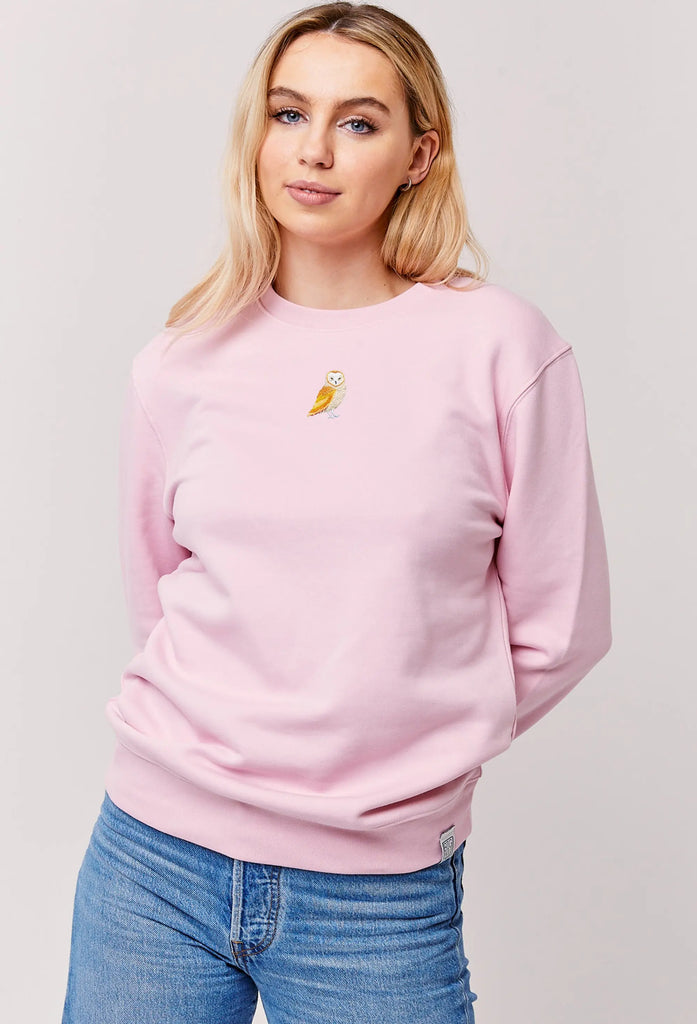 Barn Owl Embroidered Organic Sustainable Sweatshirt Jumper Big Wild Thought
