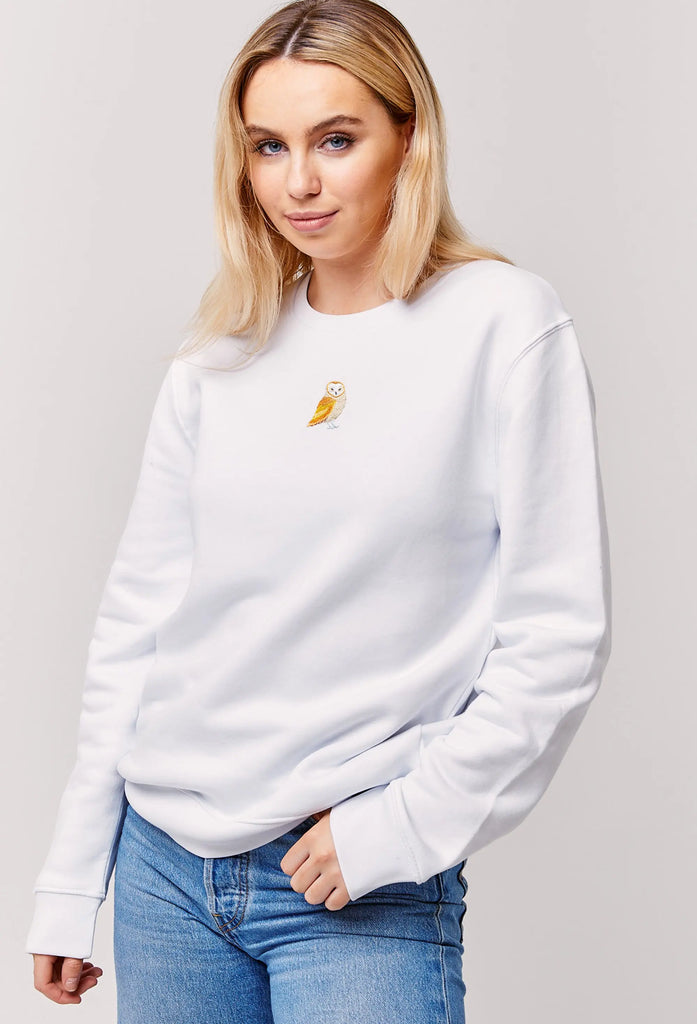 Barn Owl Embroidered Organic Sustainable Sweatshirt Jumper Big Wild Thought