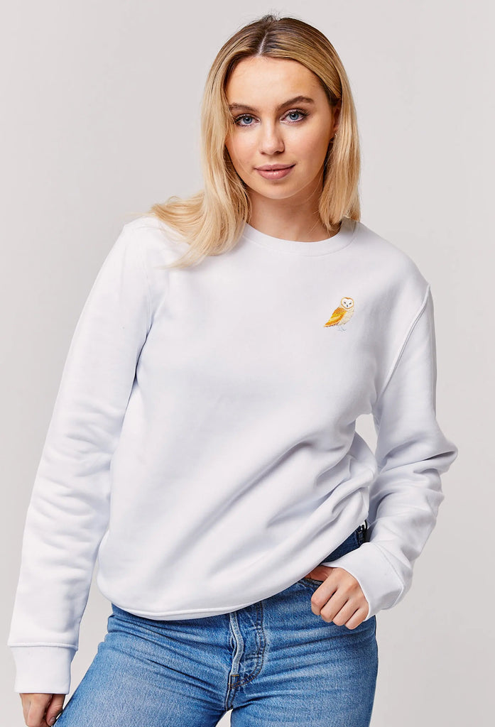 Barn Owl Embroidered Organic Sustainable Sweatshirt Jumper Big Wild Thought