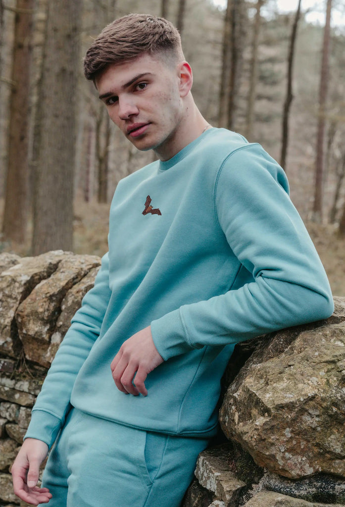 Bat Embroidered Organic Sustainable Sweatshirt Jumper Big Wild Thought