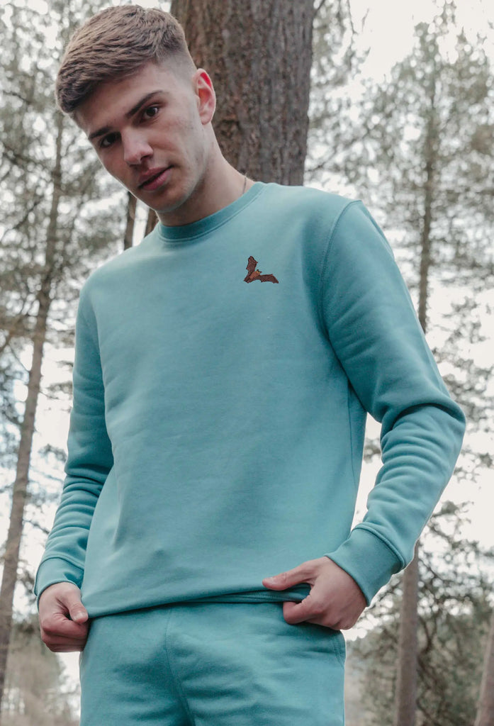 Bat Embroidered Organic Sustainable Sweatshirt Jumper Big Wild Thought
