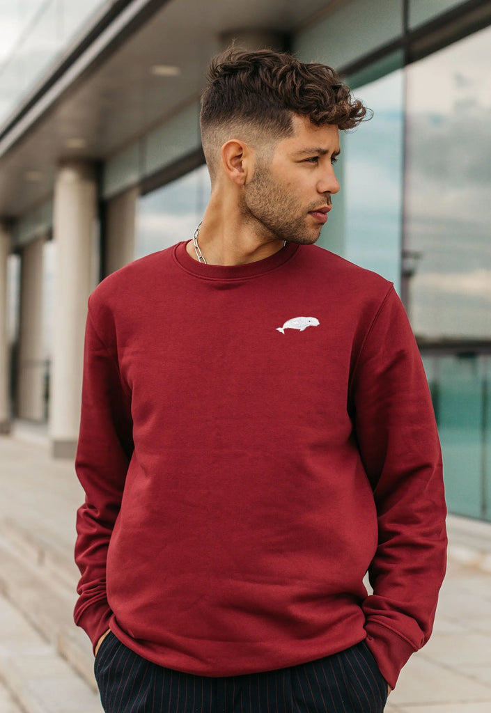 Beluga Whale Embroidered Organic Sustainable Sweatshirt Jumper Big Wild Thought