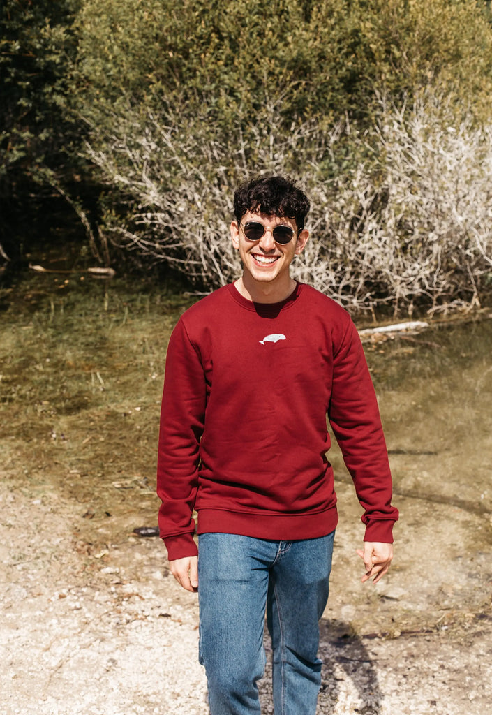 Beluga Whale Embroidered Organic Sustainable Sweatshirt Jumper Big Wild Thought