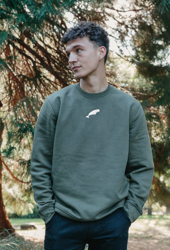 Beluga Whale Embroidered Organic Sustainable Sweatshirt Jumper Big Wild Thought