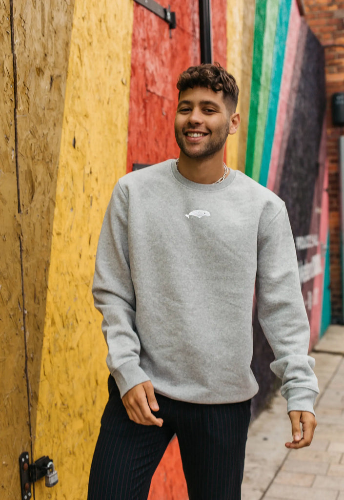 Beluga Whale Embroidered Organic Sustainable Sweatshirt Jumper Big Wild Thought