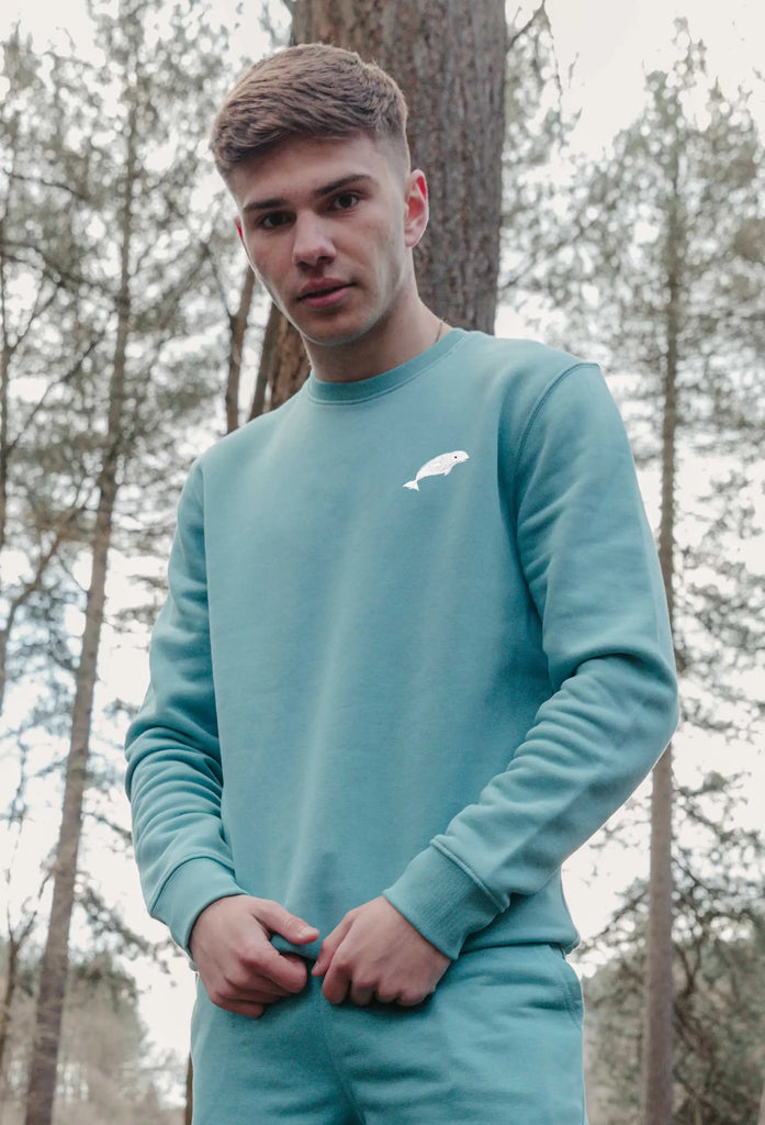 Beluga Whale Embroidered Organic Sustainable Sweatshirt Jumper Big Wild Thought