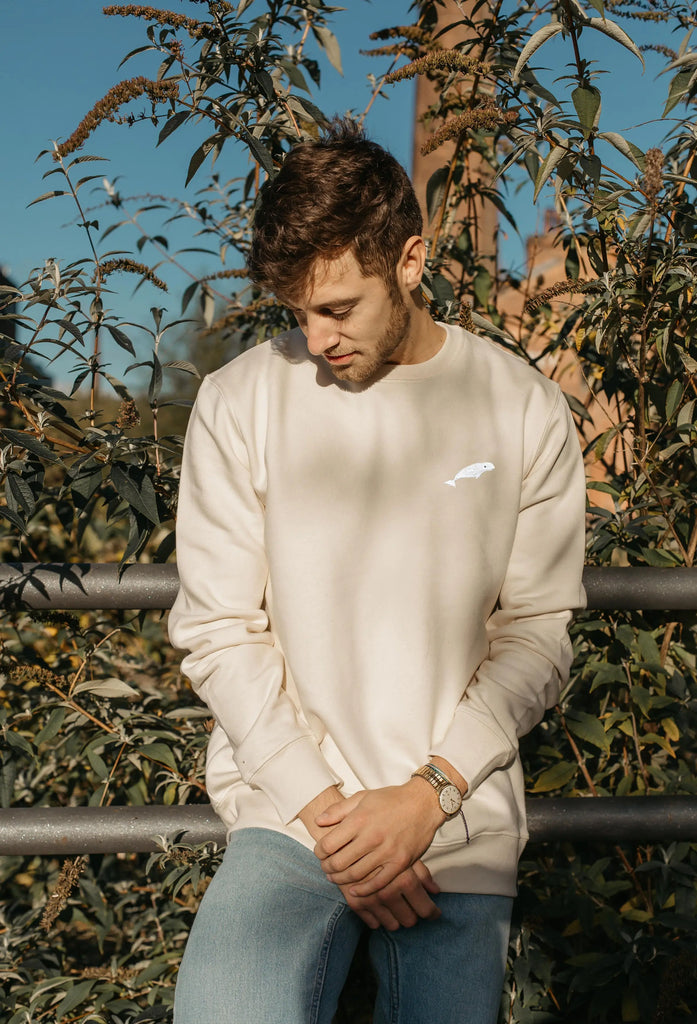 Beluga Whale Embroidered Organic Sustainable Sweatshirt Jumper Big Wild Thought