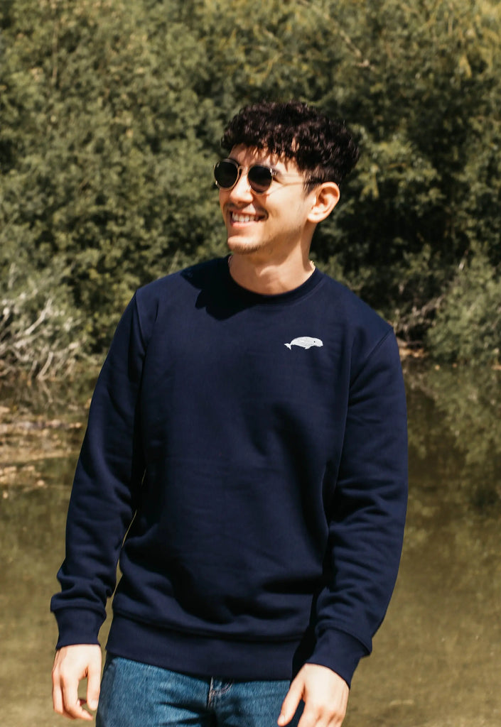 Beluga Whale Embroidered Organic Sustainable Sweatshirt Jumper Big Wild Thought
